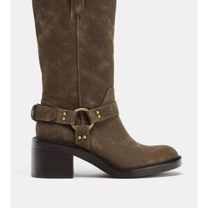 Zara Olive Suede Combat Boots